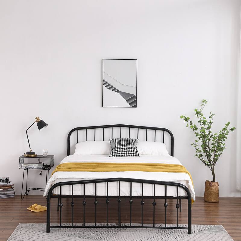 Modern Single-Layer Curved Frame Bed - Full