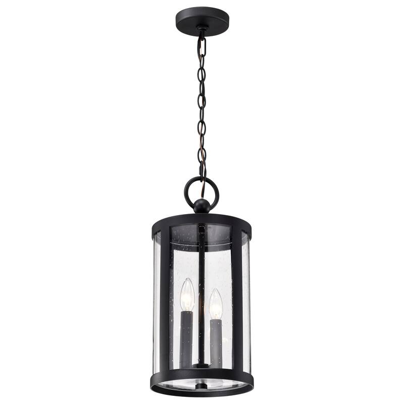 Broadstone 2 Light Hanging Lantern Matte Black with Clear Seeded Glass