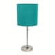 Porch & Den Custer Metal/ Fabric Lamp with Charging Outlet - Teal