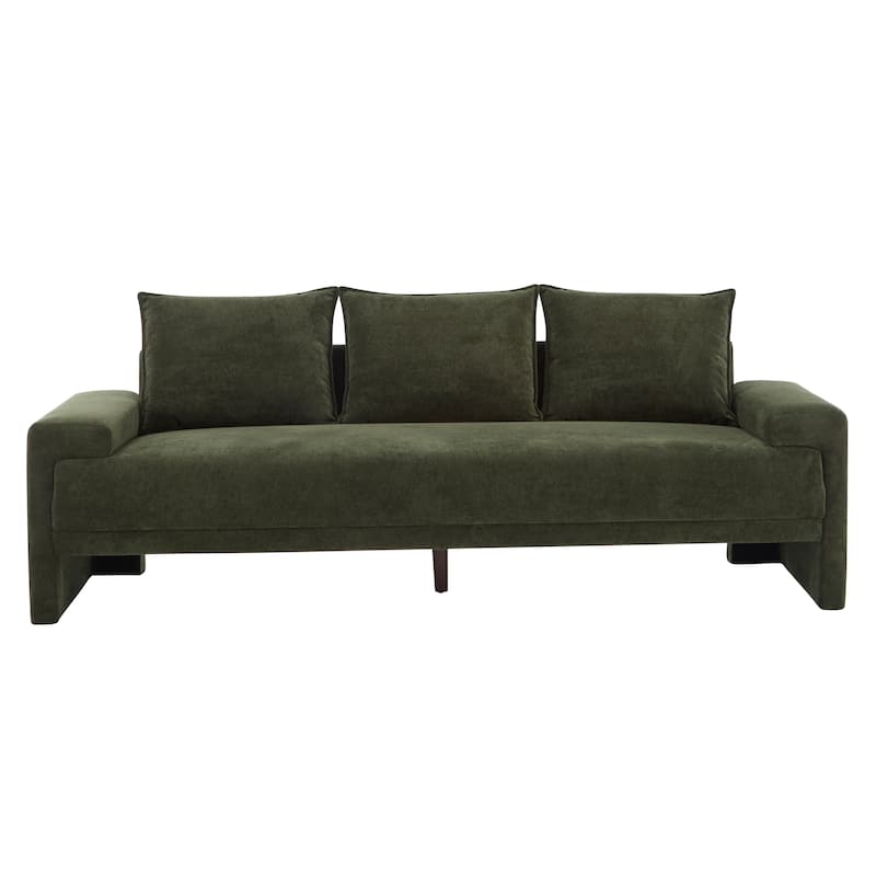 Modern Upholstered Velvet Sofa 3 Seater with Spring Cushion Support