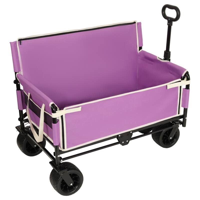 3-in-1 Heavy-Duty Folding Wagon Cart with Bench & All-Terrain Wheels