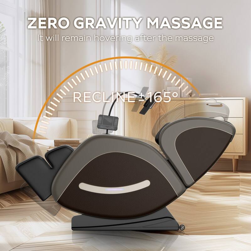 Luxury Zero Gravity Full-Body Massage Chair with Heating, Bluetooth Audio, and Foot Rollers - Home Relaxation Recliner