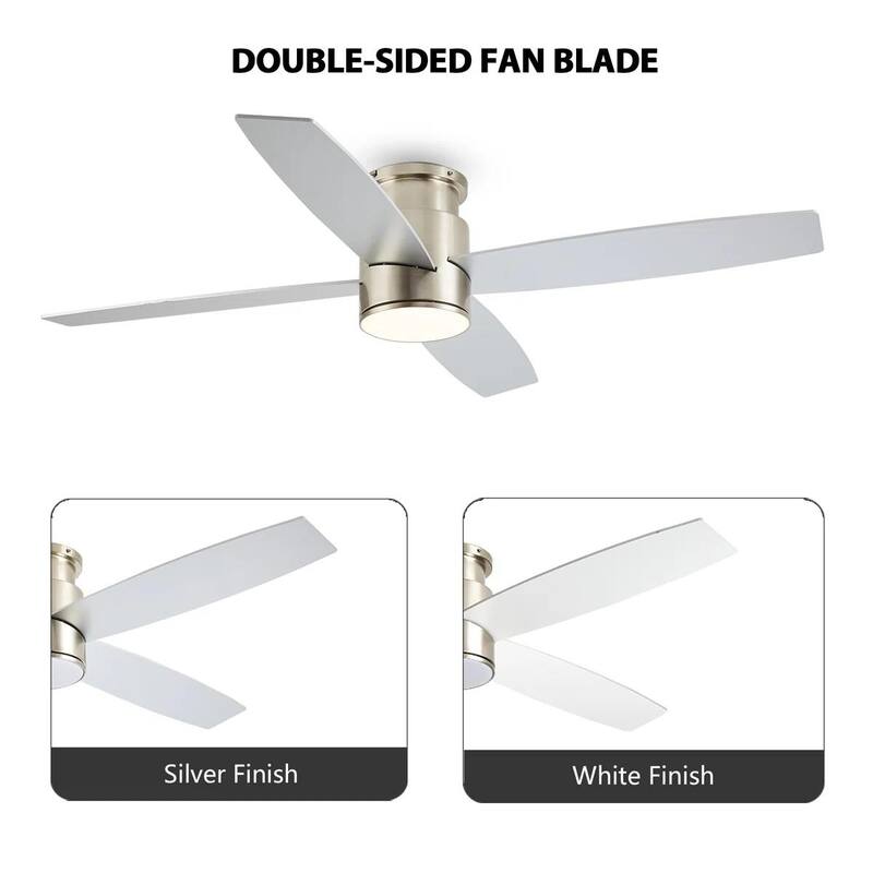 MLiAN Flush Mount DC Ceiling Fan with Lights and Remote, 4 Reversible Blades