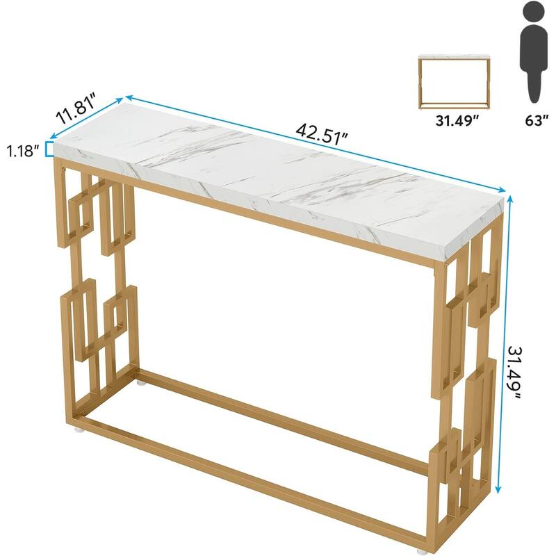 Gold Console Table, Modern 42.5" Sofa Tables Entryway Hallway Table