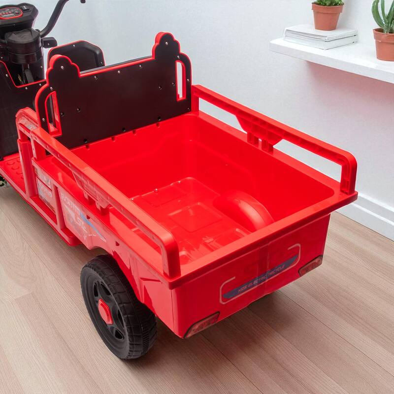 12V Kids Electric 3-Wheel Cargo Truck with Storage, LED Lights, Music, Anti-Slip Wheels, Wide Seat & Stable Trike Design