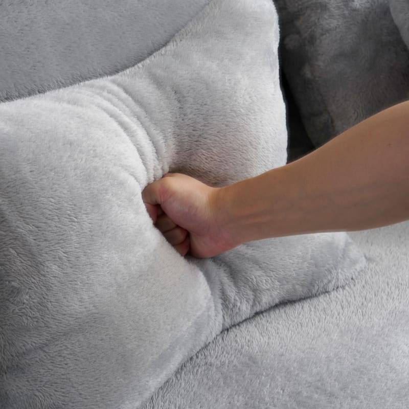 Queen Size Modern Sofa With 4 Pillows,Plush Fabric Futon Sofa Couch,High-Density Foam Folding Mattress,No Assembly Required