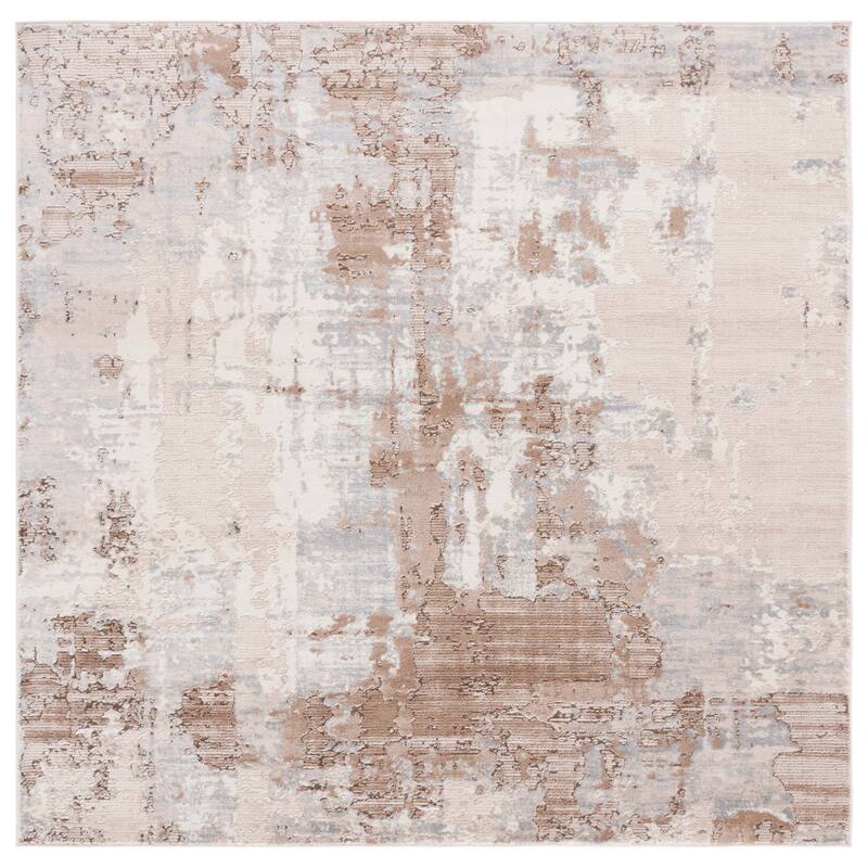 SAFAVIEH Whisper Estelle Modern Abstract Rug - 6'7" Round - Beige/Light Grey
