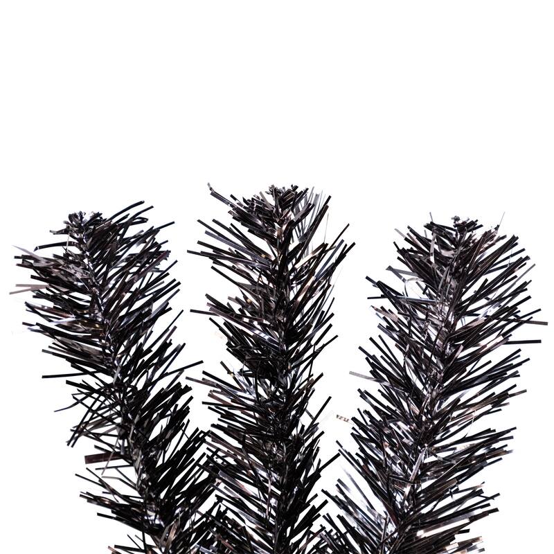 Artificial Tinsel Halloween Tree - 9' - Black - Unlit - 9 Foot