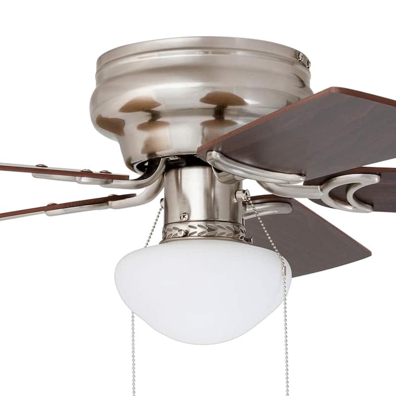44" Prominence Home Alvina Satin Nickel Traditional Indoor LED Ceiling Fan with Light, Pull Chain