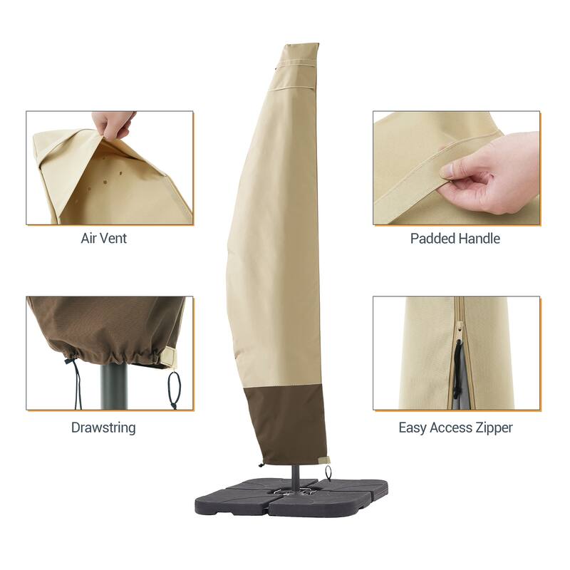 LIVOOSUN Patio Offset Umbrella Covers 600D Waterproof, Fits 8ft-11ft