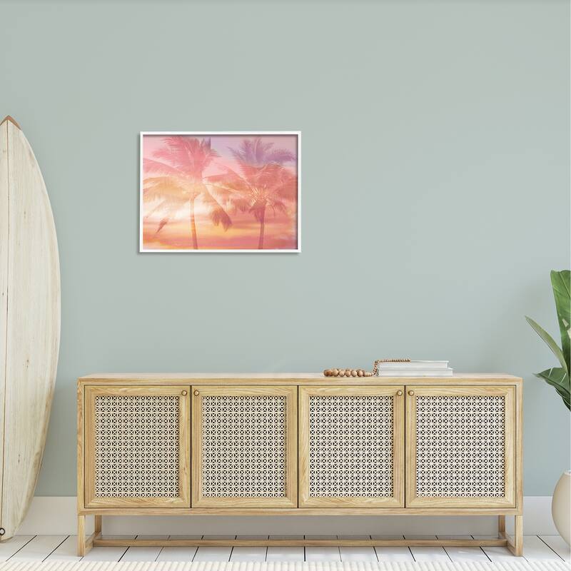Stupell Summer Palm Trees Sunrise Tropical Windblown Leaves Framed Wall Art, Design by Mia Jensen