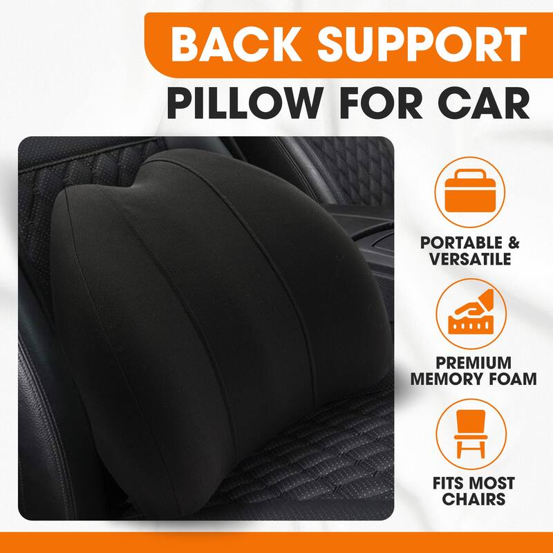 Cheer Collection Black Memory Foam Lumbar Support Pillow With Washable Cover