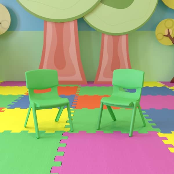 slide 2 of 58, 2 Pack Plastic Stackable Preschool Chair with 10.5" Seat Height - 14"D x 12.5"W x 20"H Green