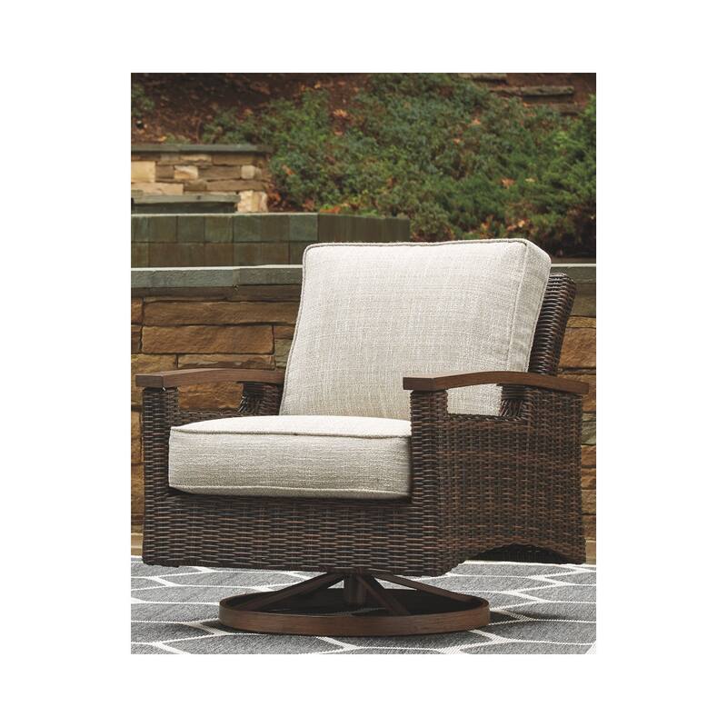 Paradise Trail Outdoor Medium Brown Swivel Lounge Chairs (Set of 2) - 32.5" W x 37" D x 37" H