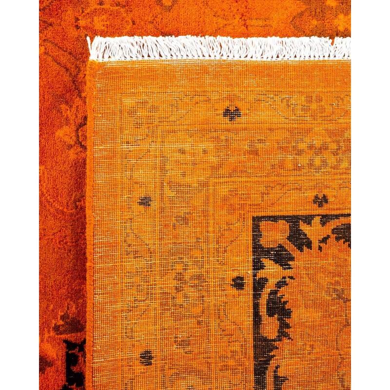 Overton Hand Knotted Wool Vintage Inspired Modern Contemporary Overdyed Orange Area Rug - 8' 3" x 10' 4"