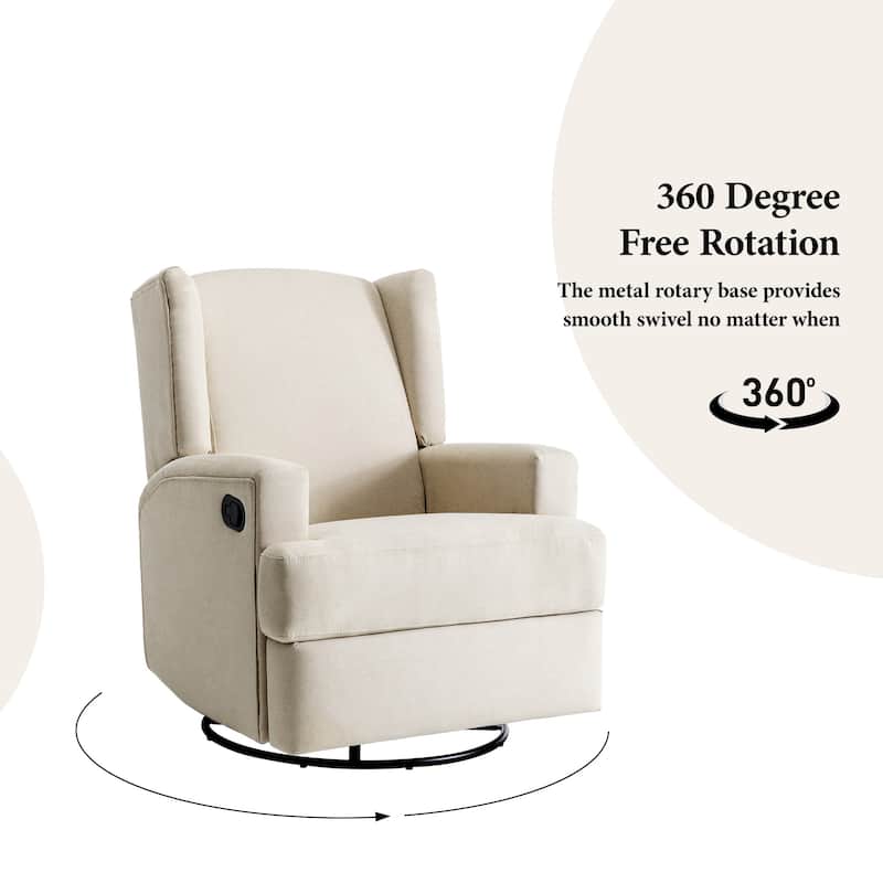 UIXE Upholstered Chenille/Boucle Swivel Glider Rocker Recliner