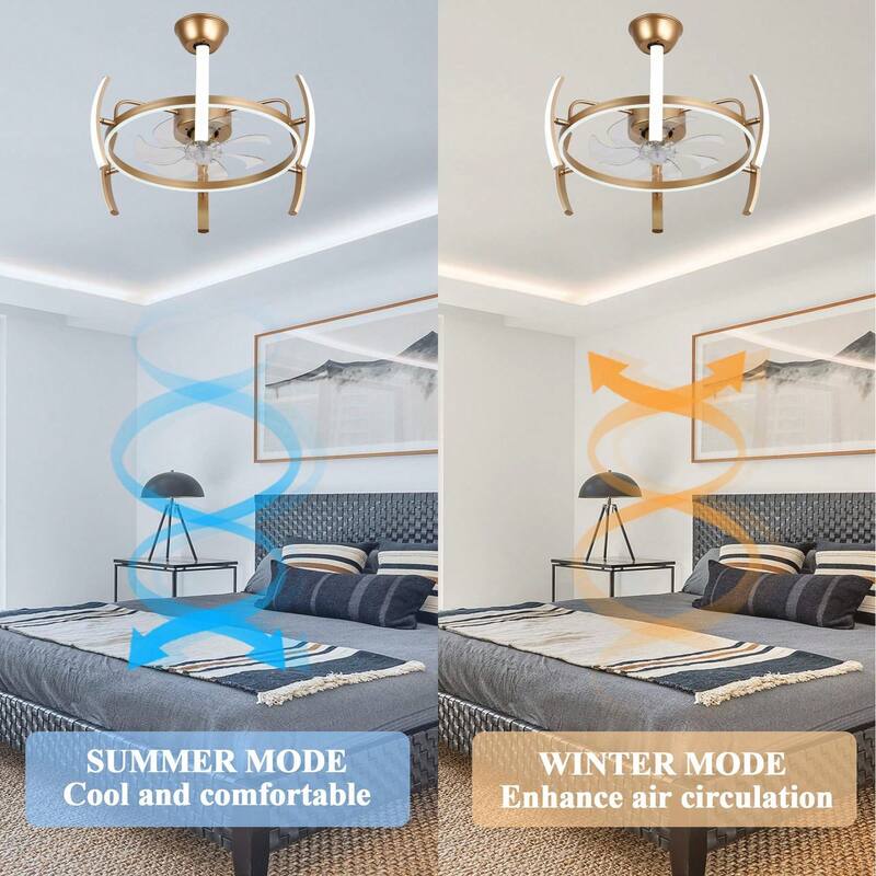 Cusp Barn 24 Inch Modern DIY Ceiling Fan with Dimmable LED Light, Silent DC Motor, 3 Color Changing Light Fixtures for Bedroom