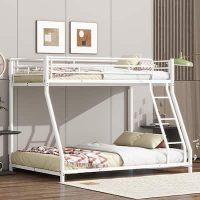 Various Sizes Metal Bunk Beds Frame with Ladder and High Guardrail, Heavy Duty Metal Bunk Beds🛍️🛒