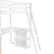 preview thumbnail 9 of 7, White Loft Bed with Desk, Shelves, Drawer, and Ladder, Full-Length Guardrail