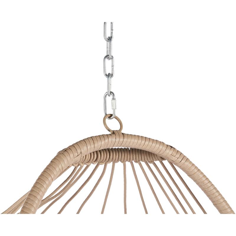 Rattan Egg Hanging Chair with UV-Resistant PE Wicker with Wood Frame and Waterproof Cushion