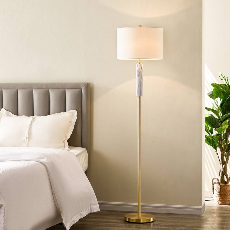 KAWOTI 63.75” Traditional Floor Lamp with Faux White Marble - 63.75"