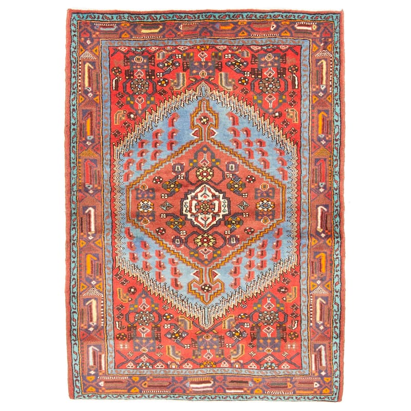 ECARPETGALLERY Hand-knotted Anadol Red Wool Rug - 4'3 x 5'3