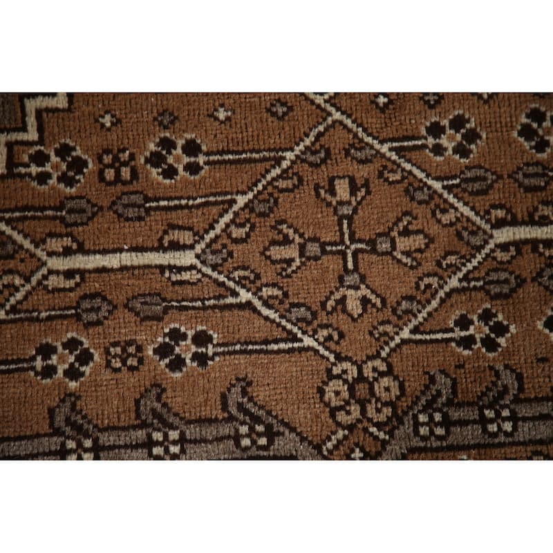 Geometric Brown Bakhtiari Persian Vintage Rug Handmade Wool Carpet - 6'5"x 9'11"