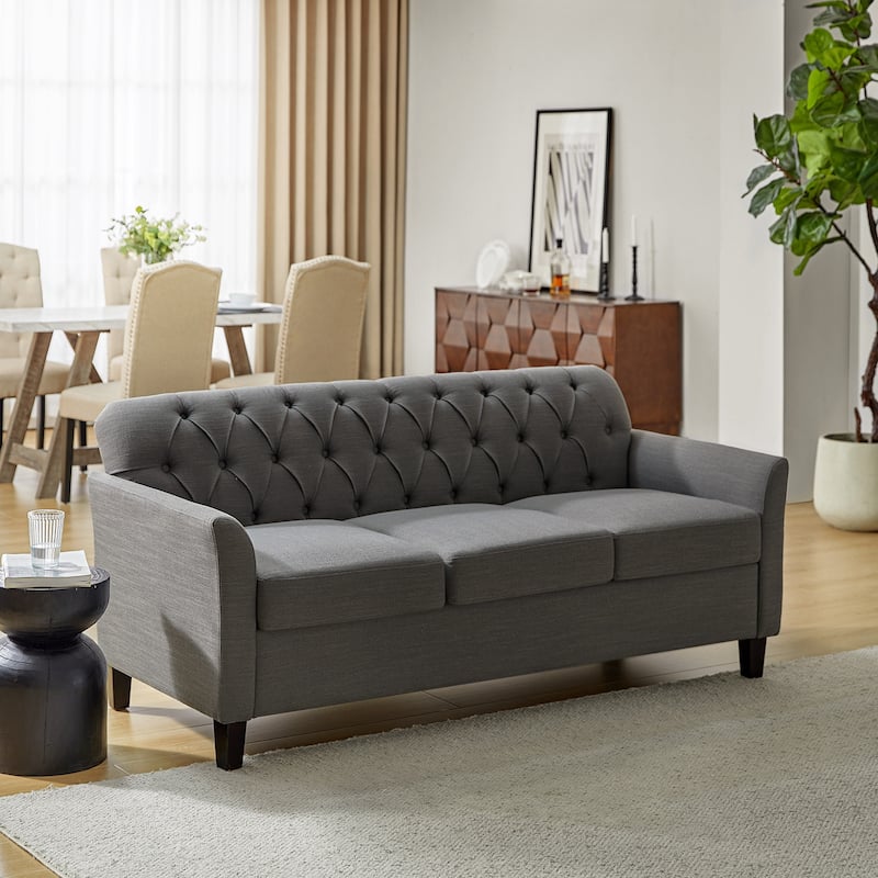 Evaristo Transitional 72.5"Wide Flared Arm Sofa with Removable Seat Cushion by HULALA HOME