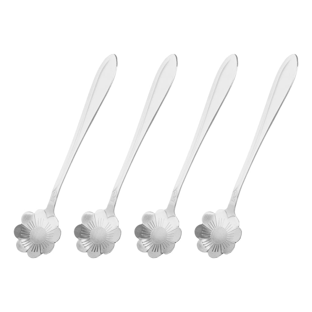 4Pcs 5" Stainless Steel Flower Spoons Coffee Spoons Small Teaspoon