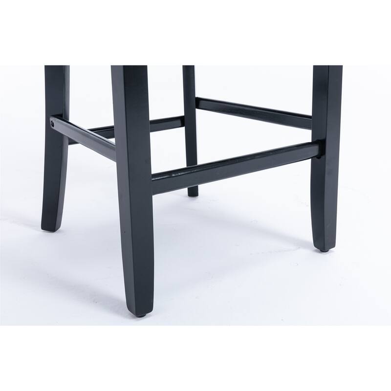 Contemporary Velvet Upholstered Barstools With Button Tufted Decoration And Wooden Legs