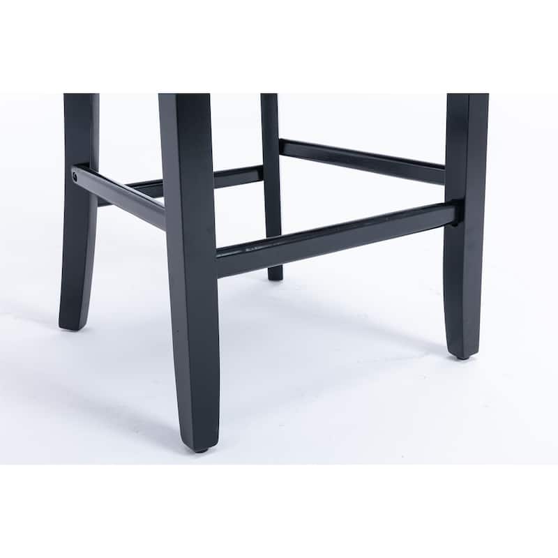 Velvet Bar Chairs Set of 2, Counter Height Bar Stools with Button Decor and Nailhead Trim, Dining Room Chairs with Back
