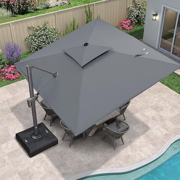 【名入れ無料】 Patio LEAF PURPLE Cantilever Degree 360 with Umbrella タイヤ・ホイール