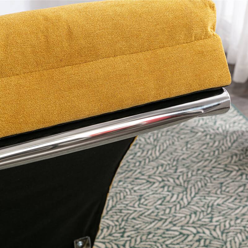 Mustard 21.65" High Back Upholstered Chaise Lounge Chair with Massage