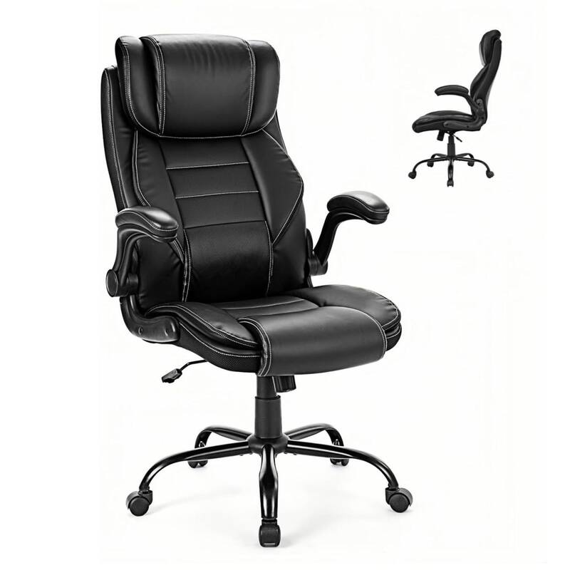 Executive Ergonomic Office Chair, Adjustable Computer Chair with Flip Up Armrests - Black