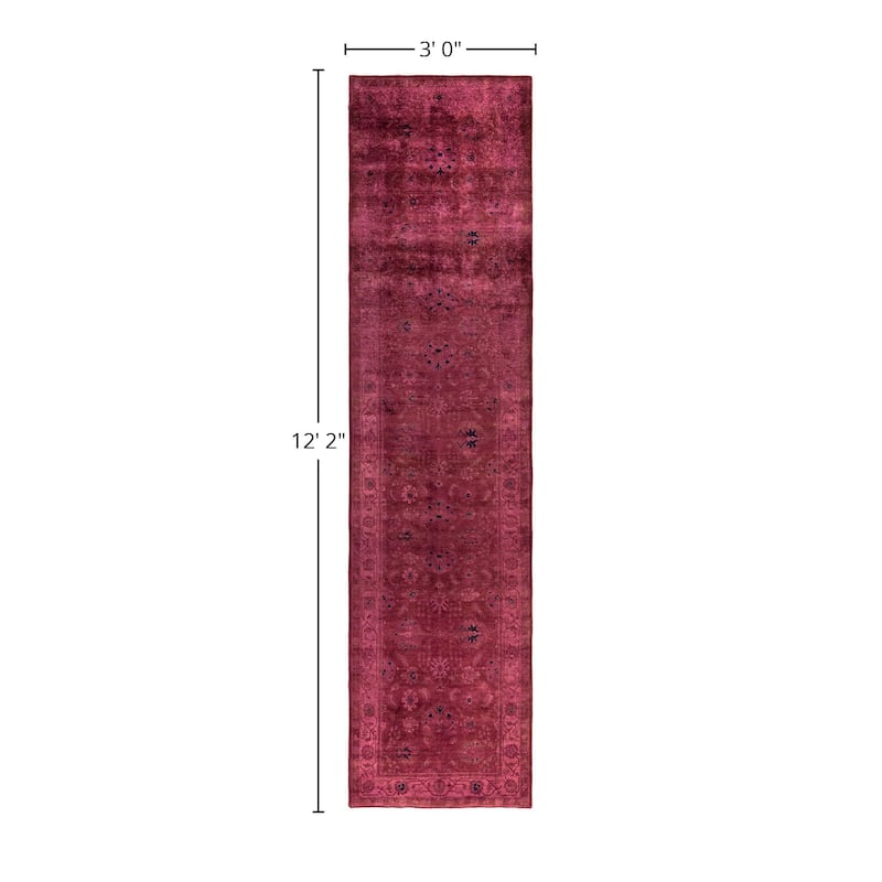 Overdyed One-of-a-Kind Hand-Knotted Area Rug - Red - 3' 0" x 12' 2"