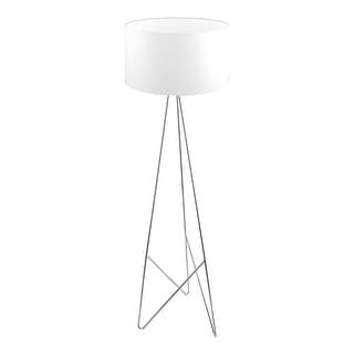 Eglo Camporale 1-Light Chrome Floor Lamp with White Fabric