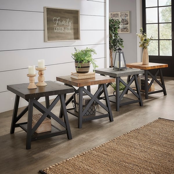 slide 2 of 37, Bryson Rustic X-Base End Table with Shelf by iNSPIRE Q Classic