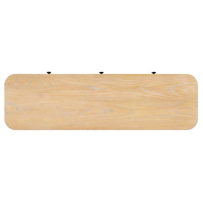 Rustic Console Table with Curved Corners, Entryway Table with 3 Concealed Drawers, Sturdy Sofa Table with Thick Legs