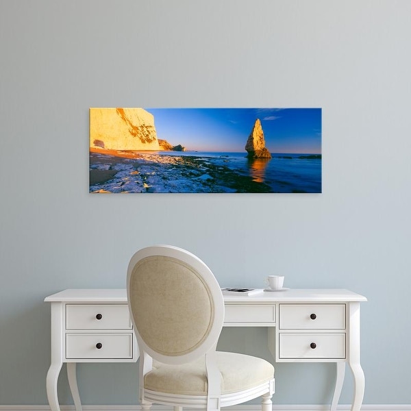 Easy Art Prints Panoramic Images's 'Rock formations in the sea, Bat's Head, Dorset, England' Premium Canvas Art