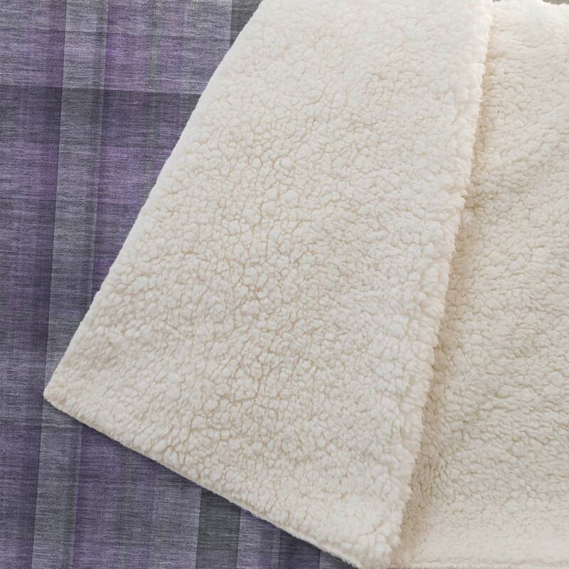 Premium Machine Washable Modern Plaid Sherpa Throw Blanket