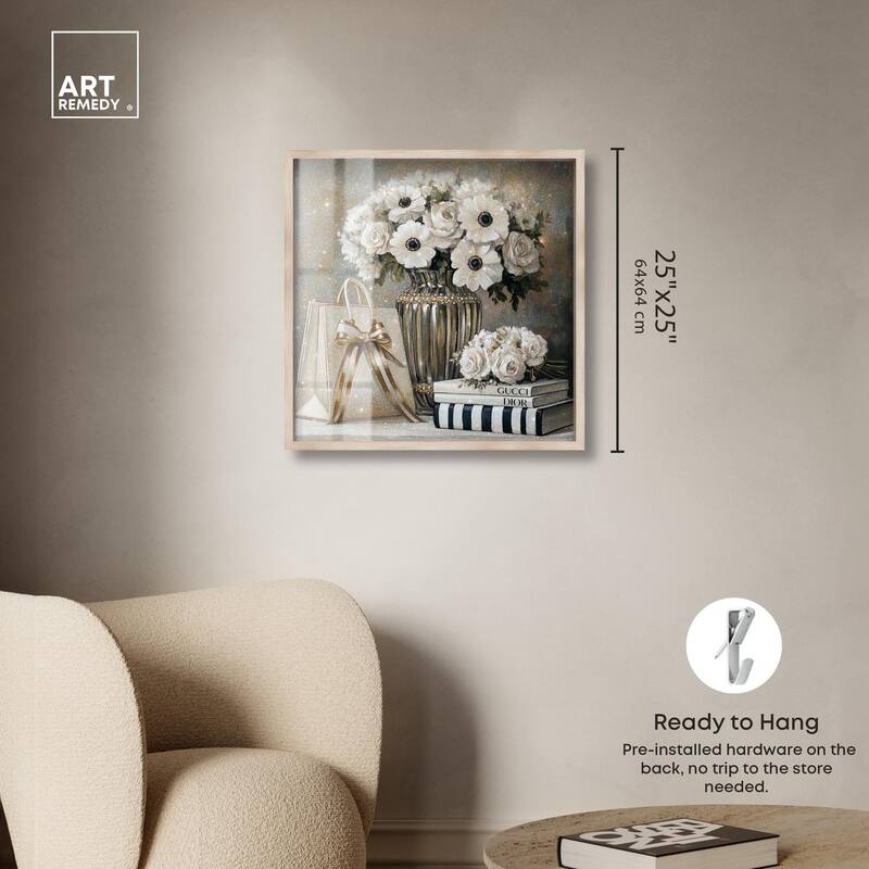 Elegant Flowers Books Neutral Shadowbox by Art Remedy