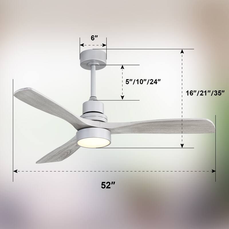 Sofucor 52" Indoor Wood Ceiling Fan Light with Remote, Integrated Light Optional