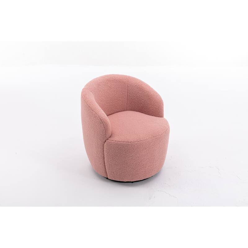 Wool Swivel Barrel Chair with 360° Rotation & Metal Base