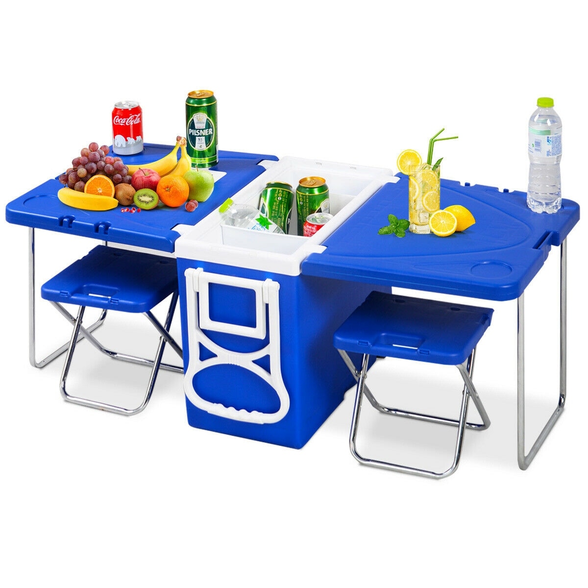 cooler with table and chairs