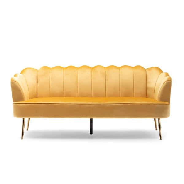 slide 2 of 64, Reitz Glam Velvet Shell Sofa by Christopher Knight Home - 76.25" L x 29.25" W x 33.50" H