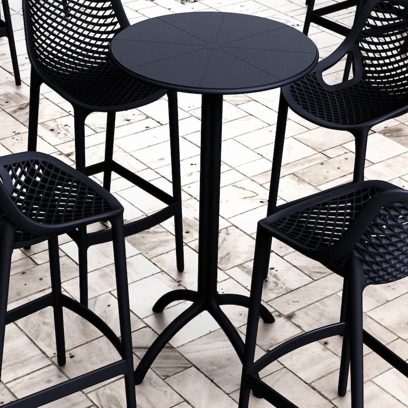 42.5" Black Durable Round Outdoor Patio Bar Table