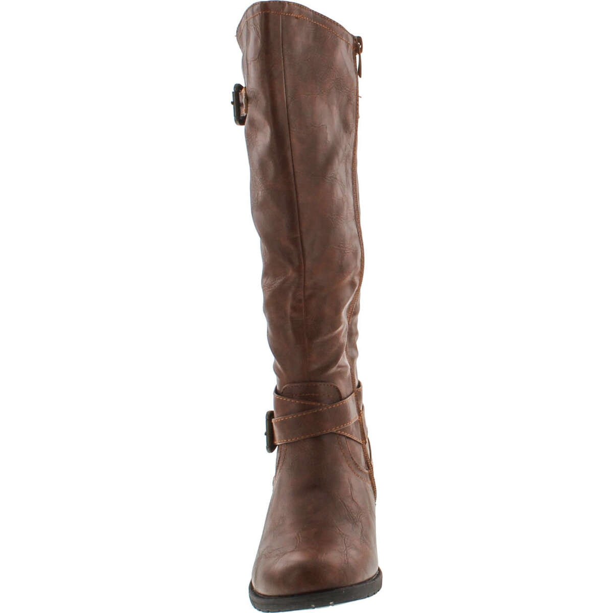 knee length brown leather boots