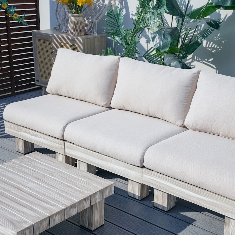Outdoor Aluminum Conversation Sofa Set with Sponge-filled Cushion