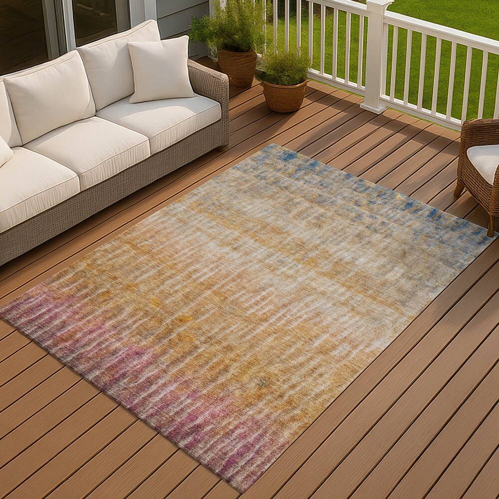 Machine Washable Indoor/ Outdoor Contemporary Ombre Chantille Rug