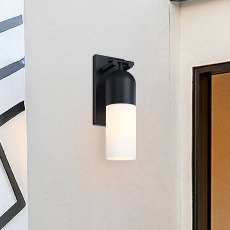 Ever Spring 7 in. 1-Light Black Outdoor Wall Sconce Light for Porches - 22